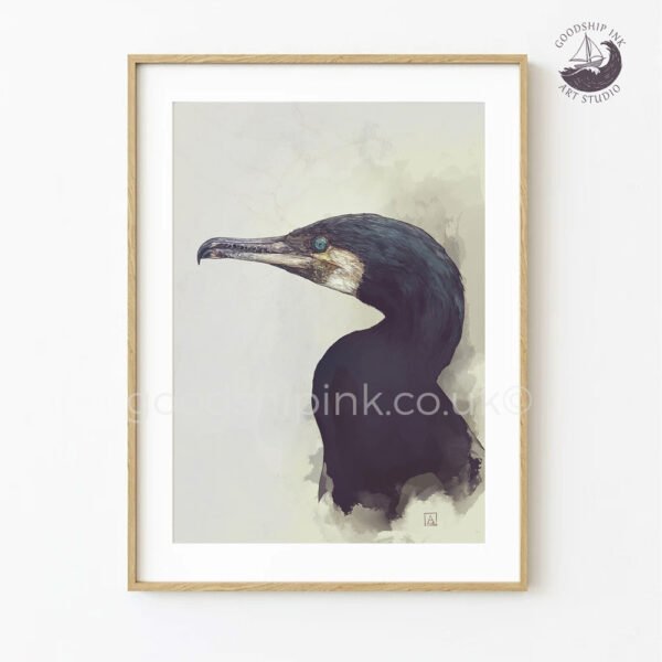Portrait of a Great Cormorant Art Print — Limited Edition Giclée Print