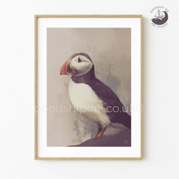 Bird Illustration of a Puffin hand drawn by Andrew Goodship.